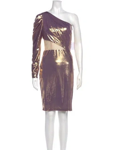 Pre-owned Marchesa Notte Printed Knee-length Dress W/ Tags In Gold