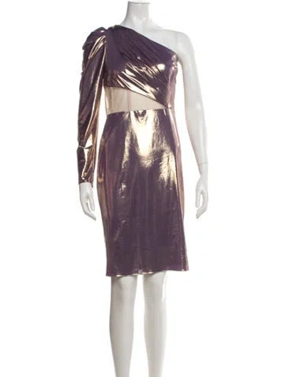 Pre-owned Marchesa Notte Printed Knee-length Dress W/ Tags In Metallic/purple