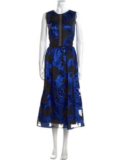 Pre-owned Marchesa Notte Printed Long Dress In Blue