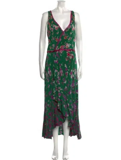 Pre-owned Marchesa Notte Printed Long Dress In Green