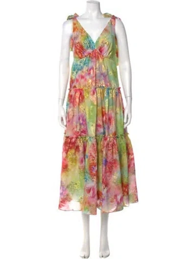 Pre-owned Marchesa Notte Printed Long Dress In Multi