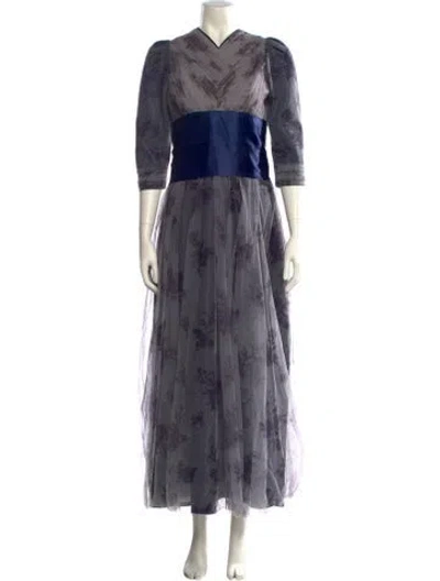 Pre-owned Marchesa Notte Printed Long Dress In Multi