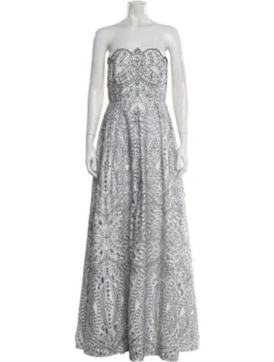 Pre-owned Marchesa Notte Printed Long Dress In Multi