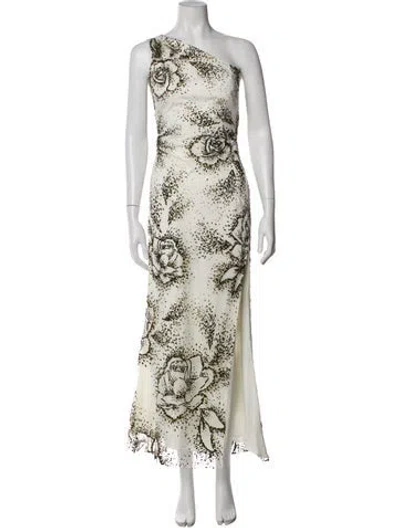 Pre-owned Marchesa Notte Printed Long Dress In Neutral