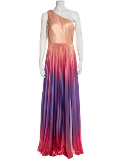 Pre-owned Marchesa Notte Printed Long Dress In Purple