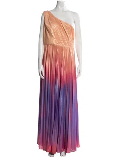 Pre-owned Marchesa Notte Printed Long Dress In Purple