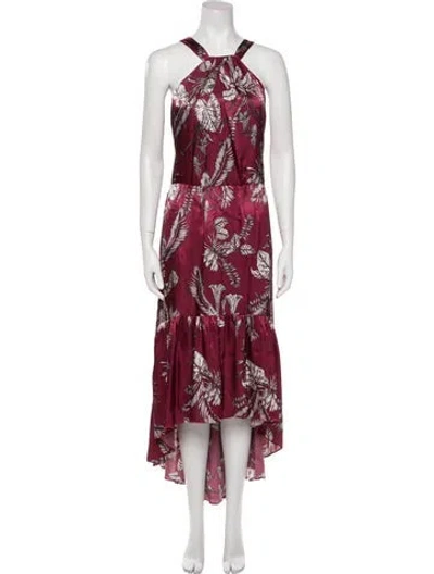 Pre-owned Marchesa Notte Printed Long Dress In Red