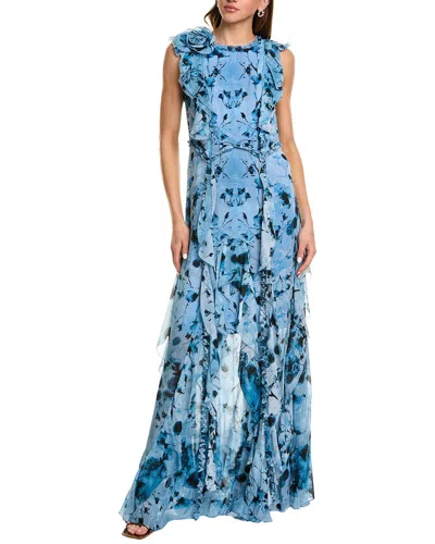 Marchesa Notte Printed Maxi Dress In Animal Print