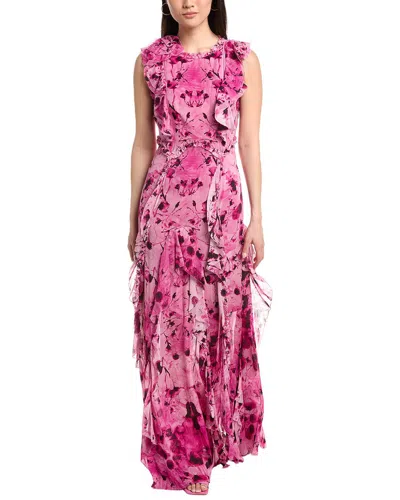 Marchesa Notte Printed Maxi Dress In Pink