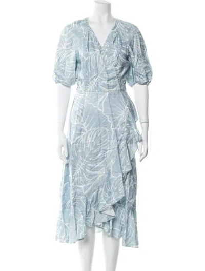 Pre-owned Marchesa Notte Printed Midi Length Dress In Blue
