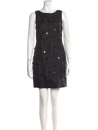 Pre-owned Marchesa Notte Printed Mini Dress In Black