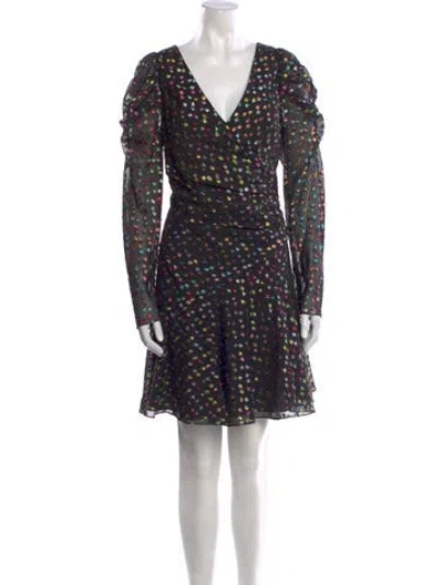 Pre-owned Marchesa Notte Printed Mini Dress In Black