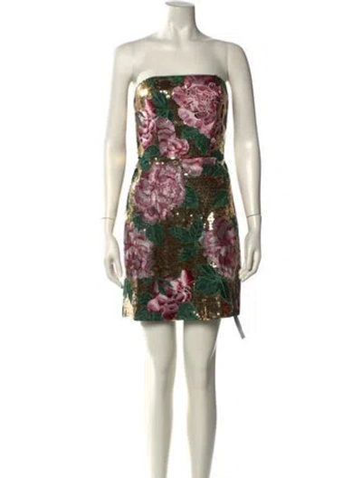 Pre-owned Marchesa Notte Printed Mini Dress In Multi