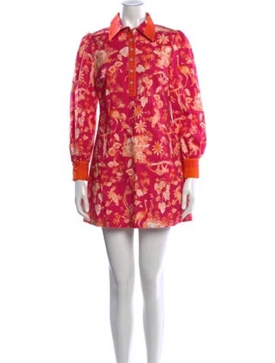 Pre-owned Marchesa Notte Printed Mini Dress In Orange