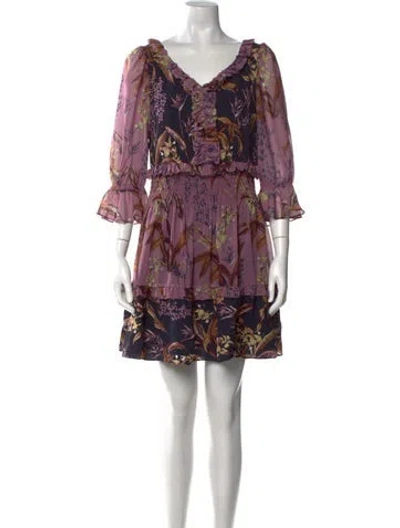 Pre-owned Marchesa Notte Printed Mini Dress In Pink