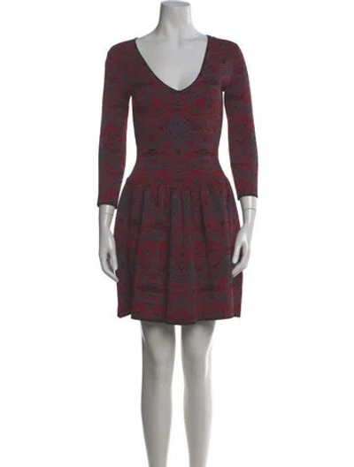 Pre-owned Marchesa Notte Printed Mini Dress In Red