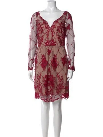 Pre-owned Marchesa Notte Printed Mini Dress In Red