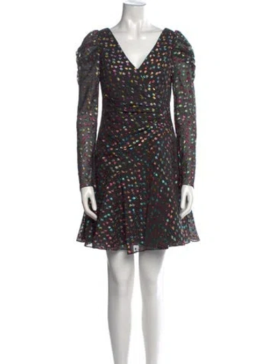 Pre-owned Marchesa Notte Printed Mini Dress W/ Tags In Black