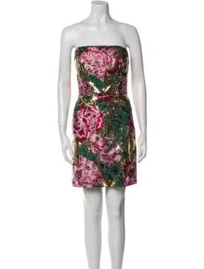 Pre-owned Marchesa Notte Printed Mini Dress W/ Tags In Multi