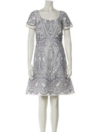 Pre-owned Marchesa Notte Printed Mini Dress In White