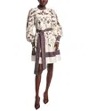 Marchesa Notte Printed Mini Shirtdress In White