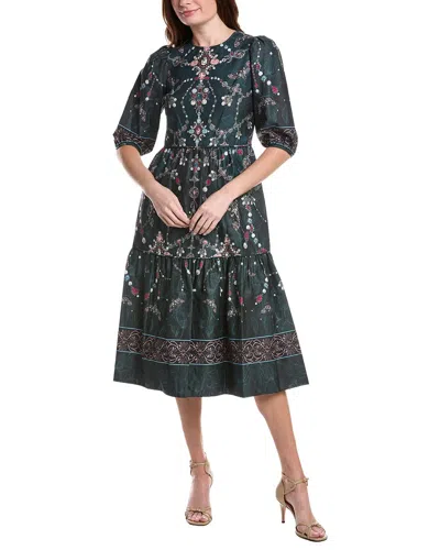 Marchesa Notte Printed Poplin Midi Dress In Multi