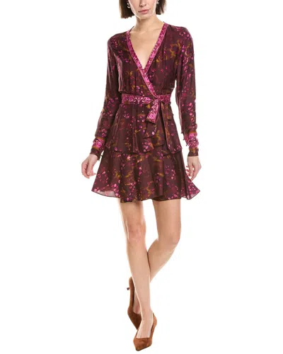 MARCHESA NOTTE MARCHESA NOTTE PRINTED V-NECK MINI WRAP DRESS