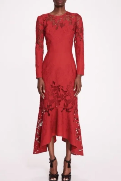 Marchesa Notte Quarter Sleeve Midi Dress In Multi