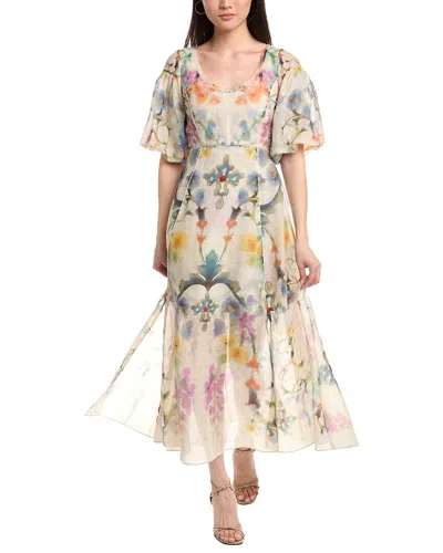 Marchesa Notte Ramie Scoop Neck Dress In Multi