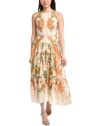 Marchesa Notte Ramie Sleeveless Maxi Dress In Animal Print