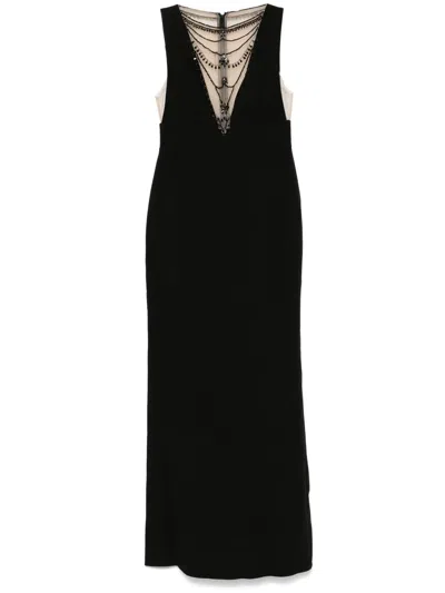 Marchesa Notte Rhinestone-embellished Gown In Schwarz