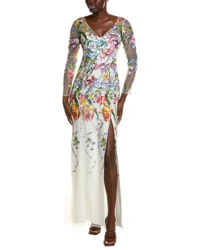Marchesa Notte Ribbons Gown In Multi