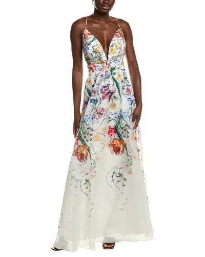 Marchesa Notte Ribbons Gown In White