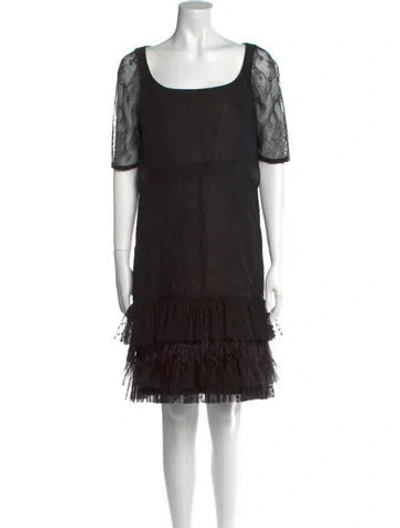 Pre-owned Marchesa Notte Scoop Neck Knee-length Dress In Black