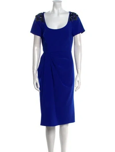 Pre-owned Marchesa Notte Scoop Neck Knee-length Dress In Blue
