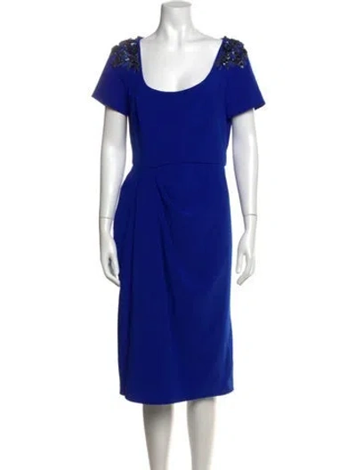 Pre-owned Marchesa Notte Scoop Neck Knee-length Dress In Blue