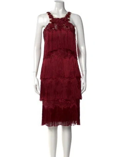 Pre-owned Marchesa Notte Scoop Neck Knee-length Dress W/ Tags In Red