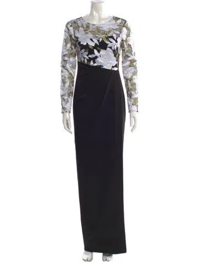 Pre-owned Marchesa Notte Scoop Neck Long Dress In Black