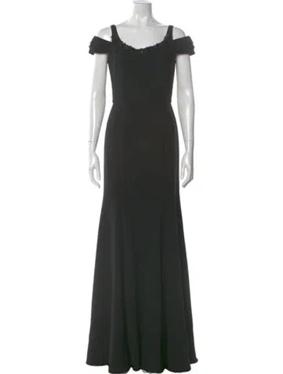 Pre-owned Marchesa Notte Scoop Neck Long Dress In Green