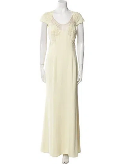Pre-owned Marchesa Notte Scoop Neck Long Dress In Yellow