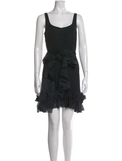 Pre-owned Marchesa Notte Scoop Neck Mini Dress In Black