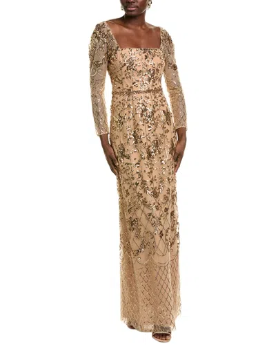 Marchesa Notte Embellished Tulle Gown In Neutral