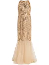Marchesa Notte Sequinned Gown In Neutrals