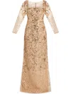 Marchesa Notte Sequinned Gown In Neutrals