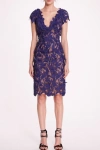 Marchesa Notte Organic Lace Mini Dress In Multi