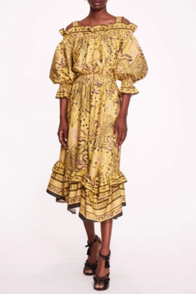 Marchesa Notte Short Sleeve Printed Dress In Multi