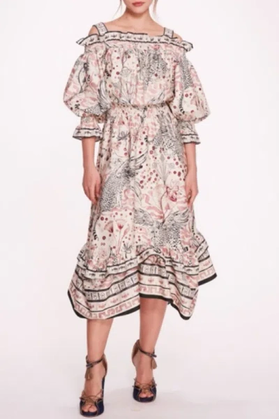 Marchesa Notte Short-sleeve Printed Dress In Multi