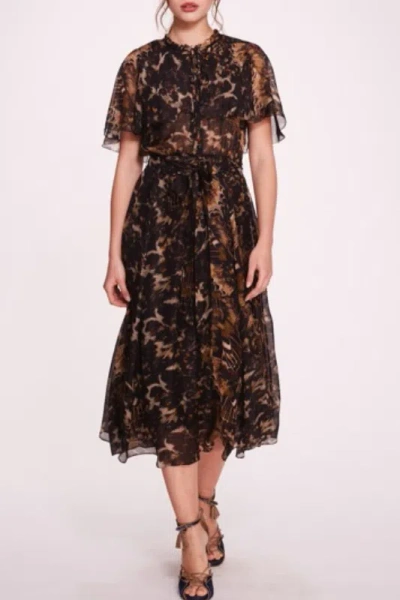 Marchesa Notte Short-sleeve Silk Midi Dress In Multi