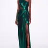MARCHESA NOTTE SIDE CUT-OUT FOILED GOWN