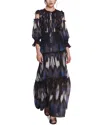 Marchesa Notte Long Sleeve Maxi Dress In Black